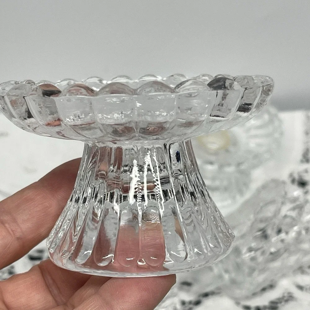 Vintage PartyLite Quilted Crystal Votive Candle Holder Pair Original Box P9246 - Picture 8 of 13